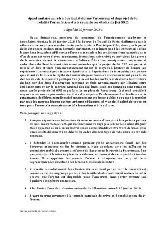 Motion des sections du CNU sur la loi ORE et Parcoursup