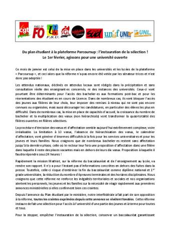 Appel à la grève le 1er février!