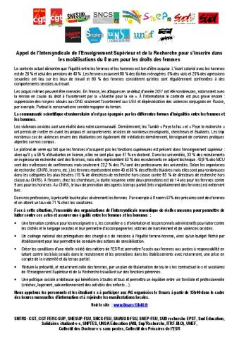 Mobilisons-nous le 8 mars : journée de luttes pour les droits des femmes