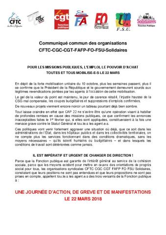 TOUTES ET TOUS MOBILISE·E·S LE 22 MARS POUR LES MISSIONS PUBLIQUES, L’EMPLOI, LE POUVOIR D’ACHAT 