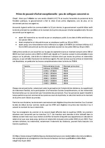 Prime pouvoir d'achat exceptionnelle : article mensuel - aout 2023 