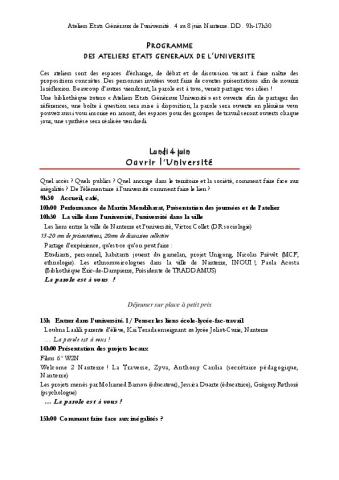 Ateliers États généraux de l’université du 4 au 8 juin à Nanterre