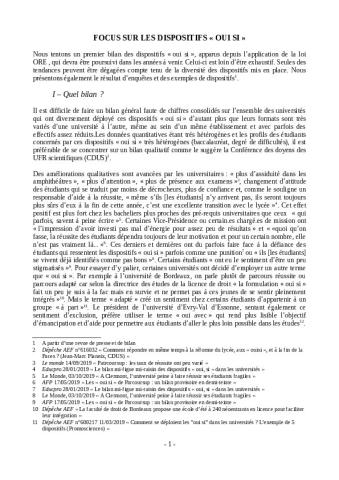 FOCUS SUR LES DISPOSITIFS « OUI SI »