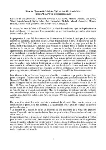 Bilans de session des élus SNESUP-FSU au CNU 60
