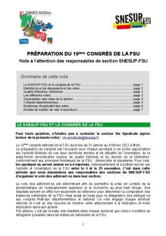 Circulaire - Congrès FSU 2022