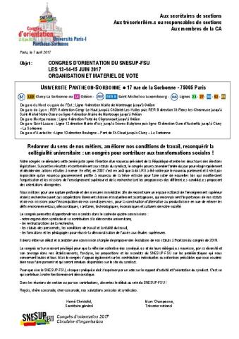 Circulaire congrès 2017