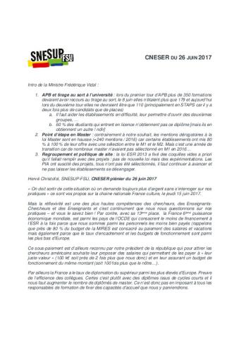 Intervention d'Hervé CHRISTOFOL au CNESER du 26 juin 2017