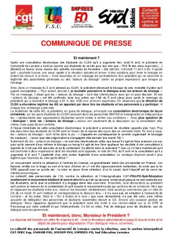 Fermeture administrative du CLSH-Nancy : « Et maintenant ? » - Communiqué de presse intersyndical et du Collectif des personnels de l'université de Lorraine contre la sélection