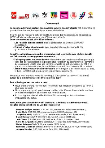 Appel aux retraités à faire du 30 mars une journée nationale de mobilisation et d’action - Communiqué  intersyndical