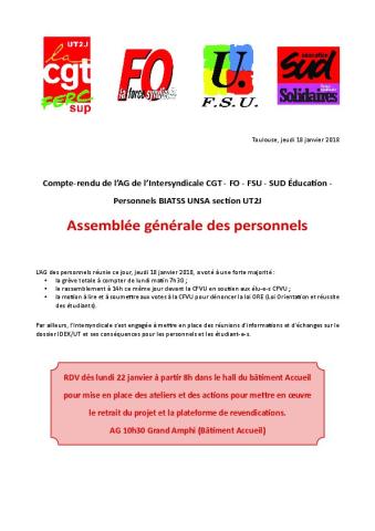 Université Toulouse Jean Jaurès : grève totale votée par l'AG de l'intersyndicale