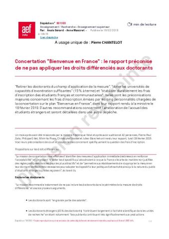 Rapport de la concertation sur la stratégie « Bienvenue en France » - février 2019