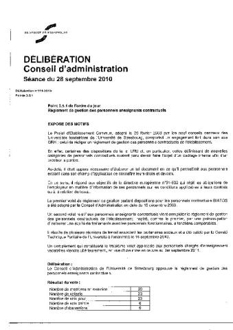 Convention de gestion des personnels contractuels de l'université de Strasbourg