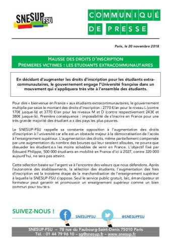 HAUSSE DES DROITS D’INSCRIPTION PREMIERES VICTIMES : LES ETUDIANTS EXTRACOMMUNAUTAIRES