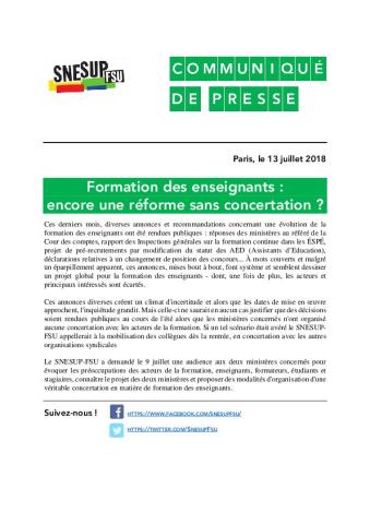 Formation des enseignants : encore une réforme sans concertation ?