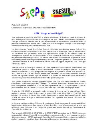 APB : tirage au sort illégal !