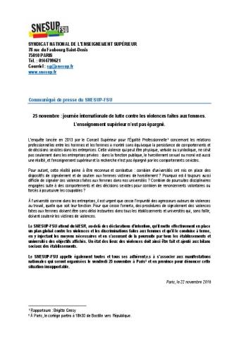 25 novembre : journée internationale de lutte contre les violences faites aux femmes. L’enseignement supérieur n’est pas épargné.
