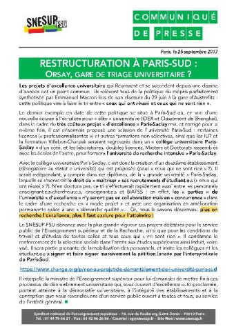 RESTRUCTURATION À PARIS-SUD :  ORSAY, GARE DE TRIAGE UNIVERSITAIRE ?