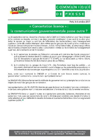 « Concertation licence » :  la communication gouvernementale passe outre ?