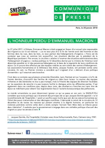 L'HONNEUR PERDU D'EMMANUEL MACRON !