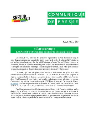 "Parcoursup" : le SNESUP-FSU s'engage aussi sur le terrain juridique