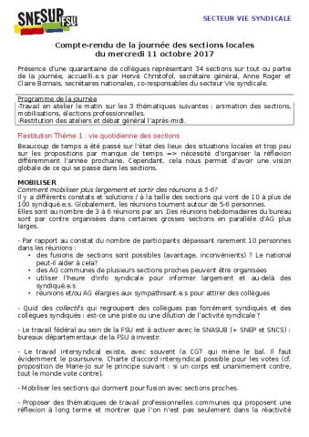 Journée des sections locales du 11 octobre 2017