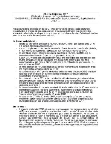 CTU du 20 février : déclaration intersyndicale
