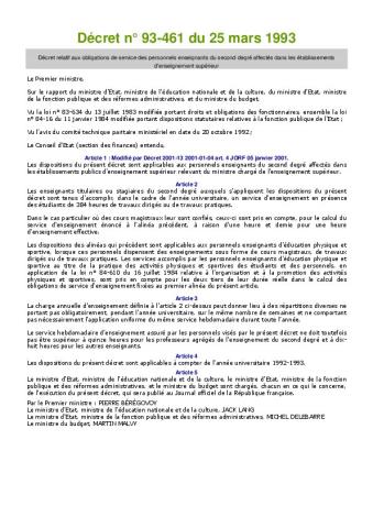 Décret n° 93-461 du 25 mars 1993