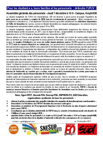 Pour les étudiant.e.s, leurs familles et les personnels : défendre l’UPJV !