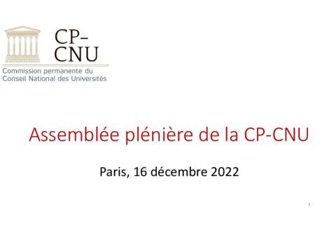 Assemblée plénière de la CP-CNU 16 décembre 2022