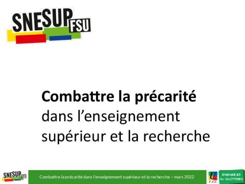 Diaporama "combattre la précarité dans l’enseignement supérieur et la recherche"