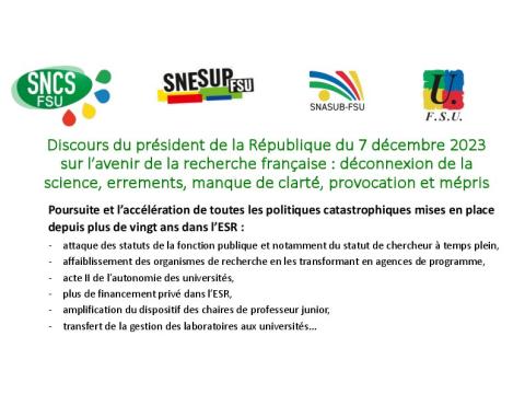 Diaporama de la vie "Avenir de l'ESR" - 22 janvier 2024