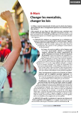 8 Mars – Changer les mentalités, changer les lois