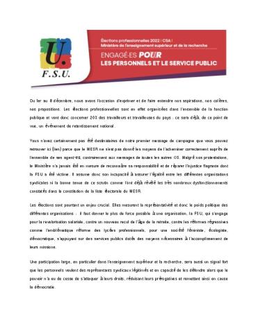 message n°2 FSU- Edito