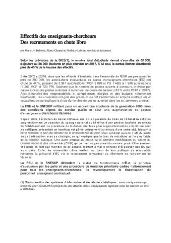 Effectif des enseignants-chercheurs