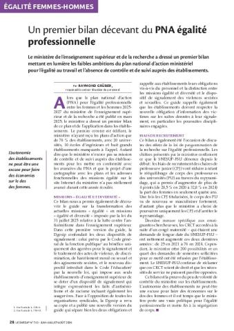 Un premier bilan décevant du PNA égalité professionnelle