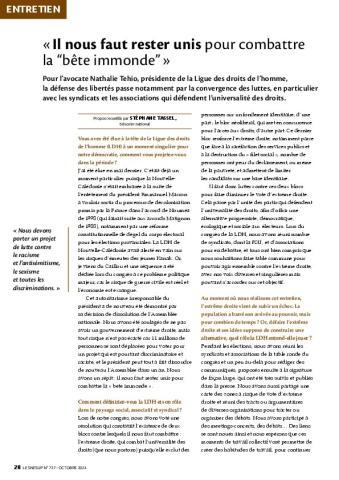 « Il nous faut rester unis pour combattre la “bête immonde” »