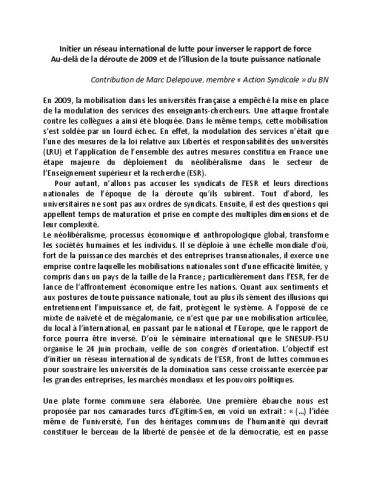 Contribution de Marc Delepouve (AS) - ESR initier un réseau international