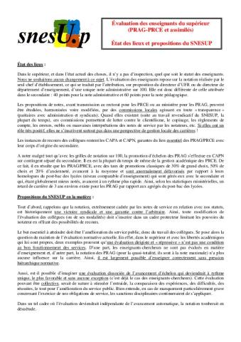 Évaluation des enseignants du supérieur (PRAG-PRCE et assimilés) : état des lieux et propositions du SNESUP