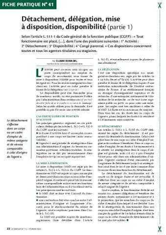 Fiche pratique n°41 - Détachement, délégation, mise à disposition, disponibilité (partie 1)