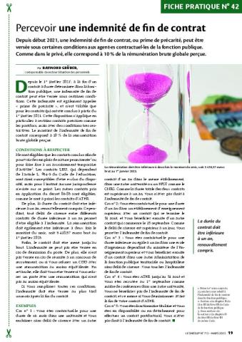 Fiche pratique n° 42 - Percevoir une indemnité de fin de contrat 