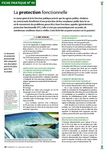 Fiche pratique n°49 - La protection fonctionnelle