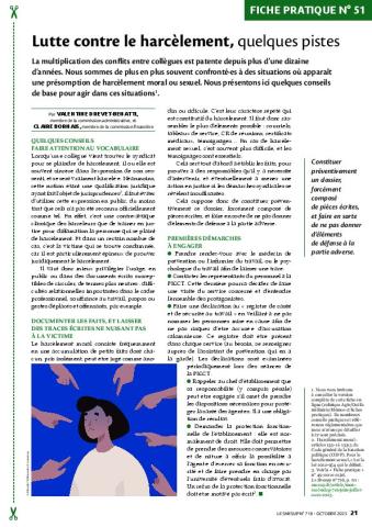  Fiche pratique n° 51 - Lutte contre le harcèlement 