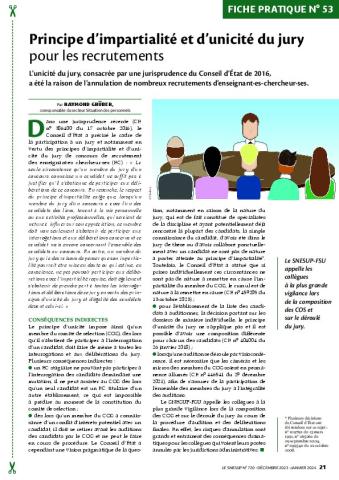 Fiche pratique n°53 - Principe d’impartialité et d’unicité du jury pour les recrutements