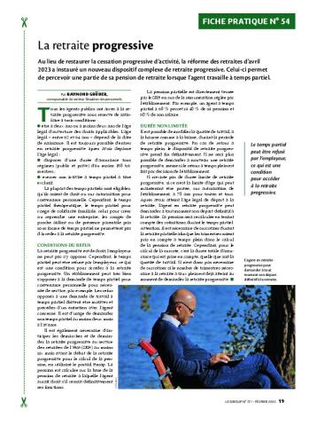 Fiche pratique n°54 - La retraite progressive 