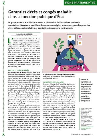 Fiche pratique n° 59 - Garanties décès et congés maladie dans la fonction publique d’État
