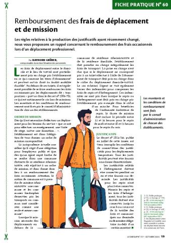 Fiche pratique n° 60 - Remboursement des frais de déplacement et des missions