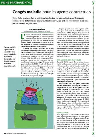 Fiche pratique n° 62 - Congés de maladie pour les contractuel.les