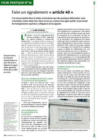 Fiche pratique n° 66 - Faire un signalement « article 40  »