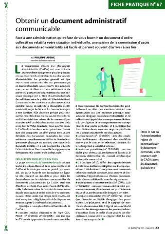 Fiche pratique n° 67 - Obtenir un document administratif communicable 