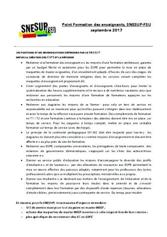 Point de situation sur la FDE (septembre 2017)
